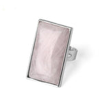 Bague Rectangle "Tendresse" en Quartz Rose