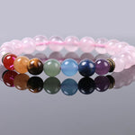 Bracelet "Tendresse et Guérison" 7 Chakras en Quartz Rose