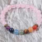Bracelet "Tendresse et Guérison" 7 Chakras en Quartz Rose