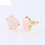 Boucle d'Oreille Petite Goutte Facetté "Tendresse" en Quartz Rose