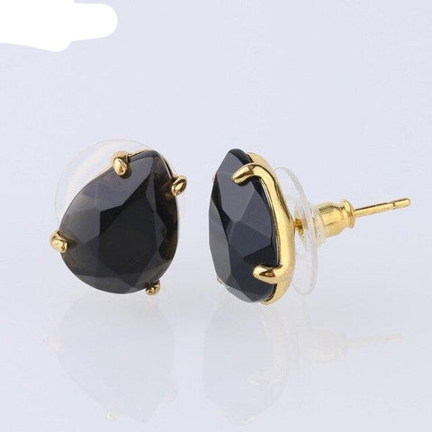 Boucle d'Oreille Petite Goutte Facetté "Force et Instinct" en Agate Noire