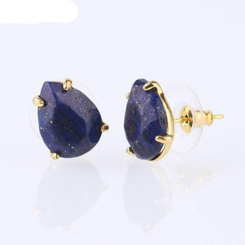Boucle d'Oreille Petite Goutte Facetté "Regain de Confiance" en Lapis Lazuli