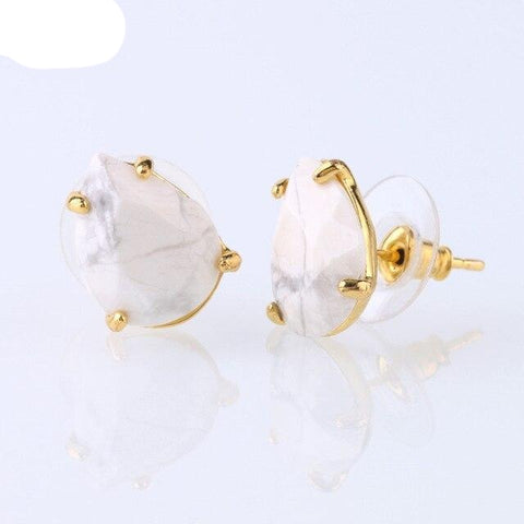 Boucle d'Oreille Petite Goutte Facetté Stabilisation" en Howlite